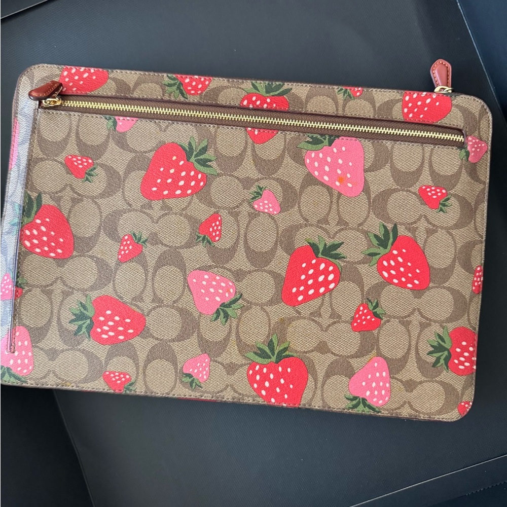 Coach Leather Strawberry Laptop Sleeve - Picture 2 of 5